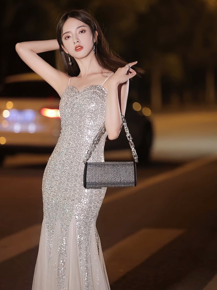 Sequin Fishtail Evening Dress, picture 2 of 8
