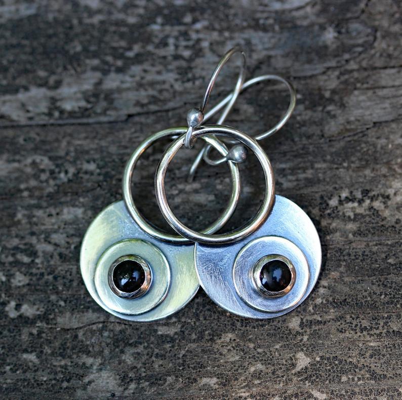 RETRO Geometric Circle Turquoise Earrings