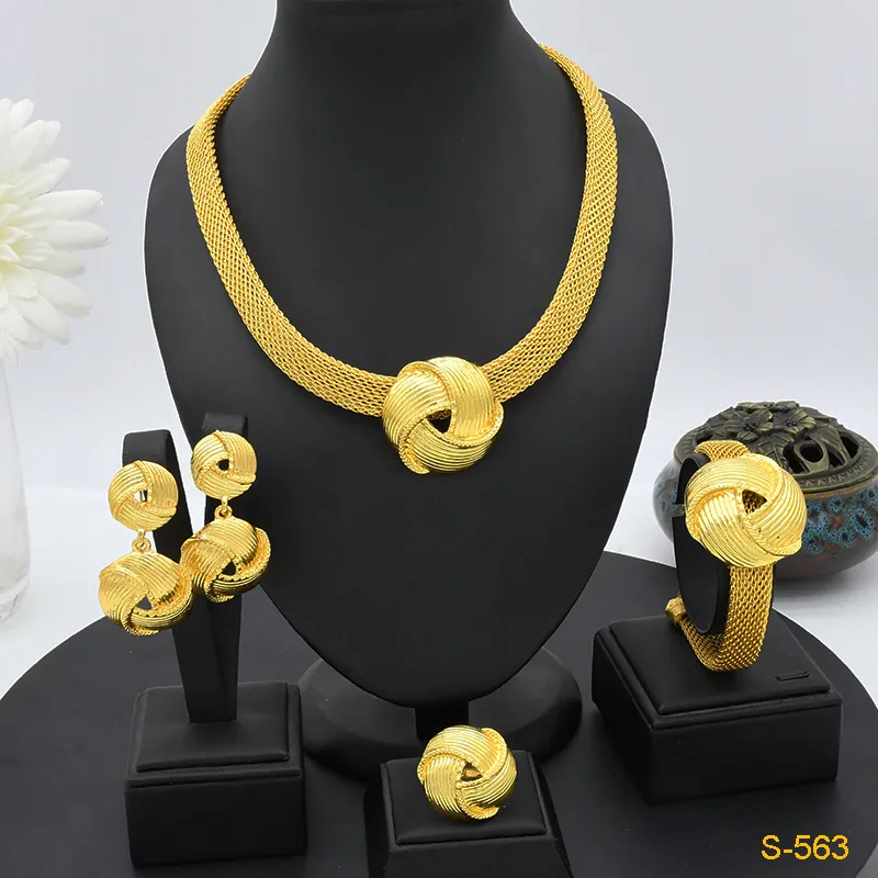European And American Fashion Necklace Earring Bracelet Four-piece Ring Set - S563