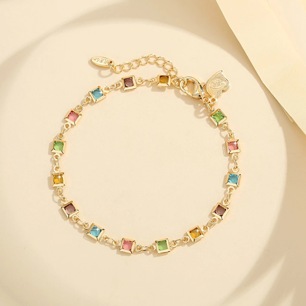 Multicolor Micro-Set Rainbow Zircon Bracelet