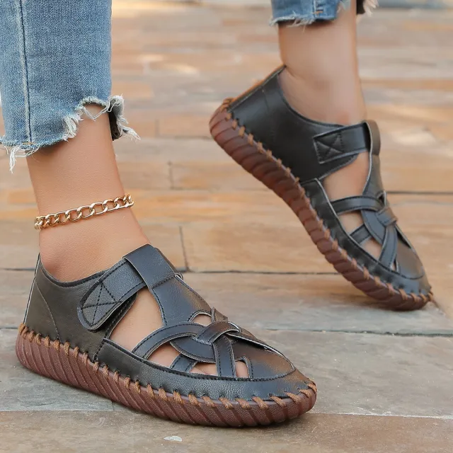Women's Summer Plus Size Closed Toe Hollow Sandals Black - Shop at LoveMi