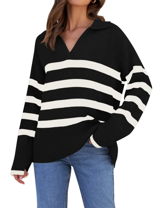 Women's Basic Loose Long Sleeve Autumn And Winter Sweater Black - Shop at LoveMi