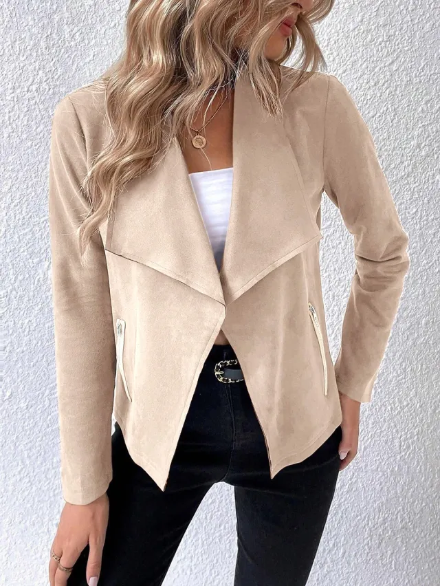 Fashion Zipper Short Women's Top Apricot - Shop at LoveMi