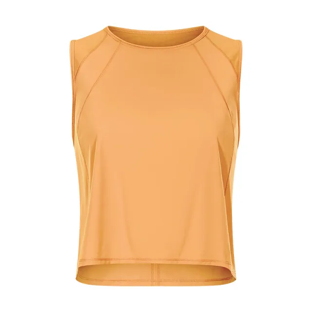 Sleeveless Vest Cropped Short Sexy Back Hollow out Quick drying Breathable Sports Casual Yoga Clothes Boston Orange - Shop at LoveMi