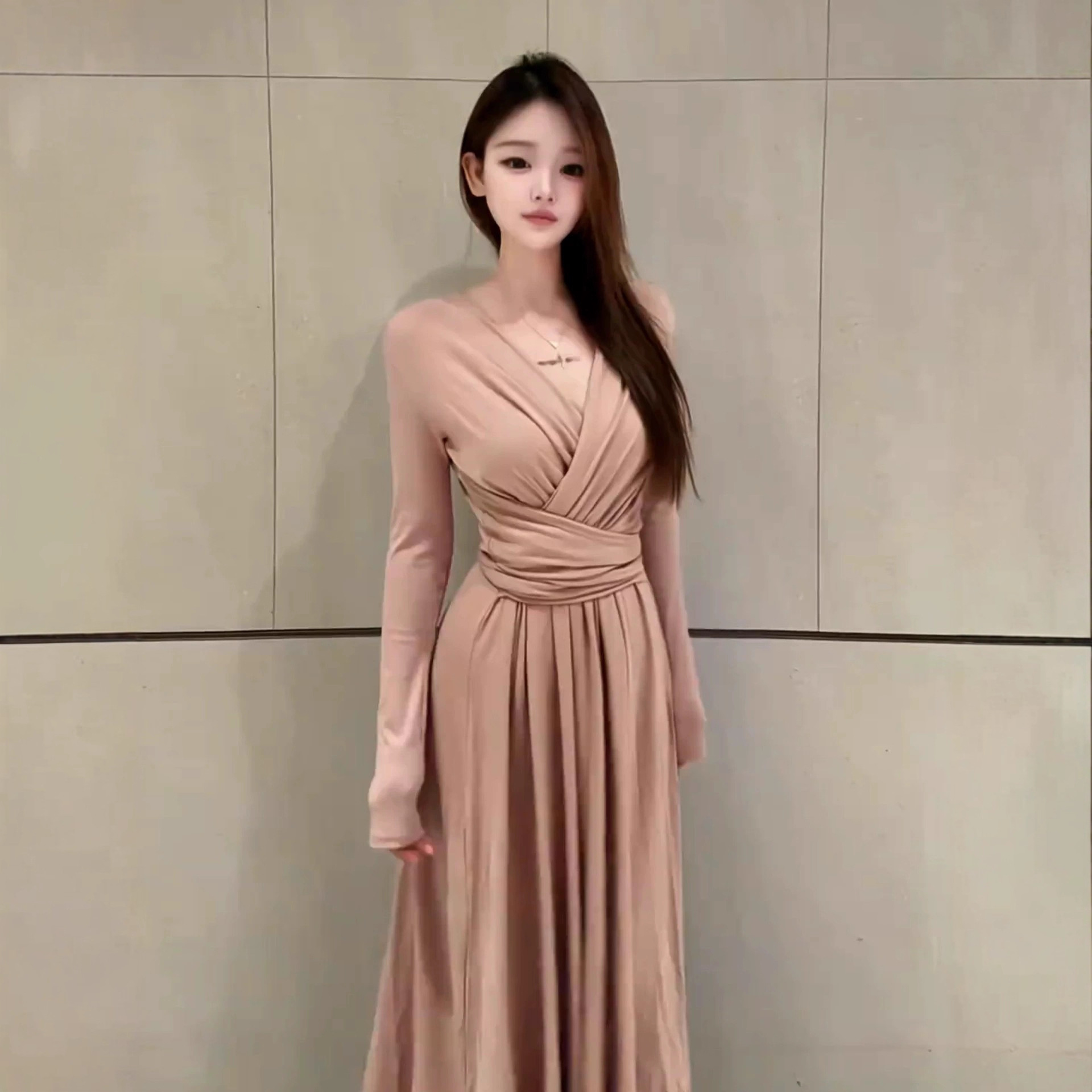 Versatile Collar Waist-cinching Figure-flattering Dress