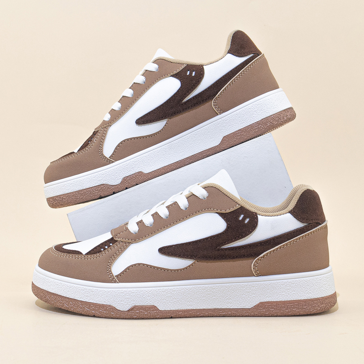 Womens Fashionable Color-block Casual Sneakers
