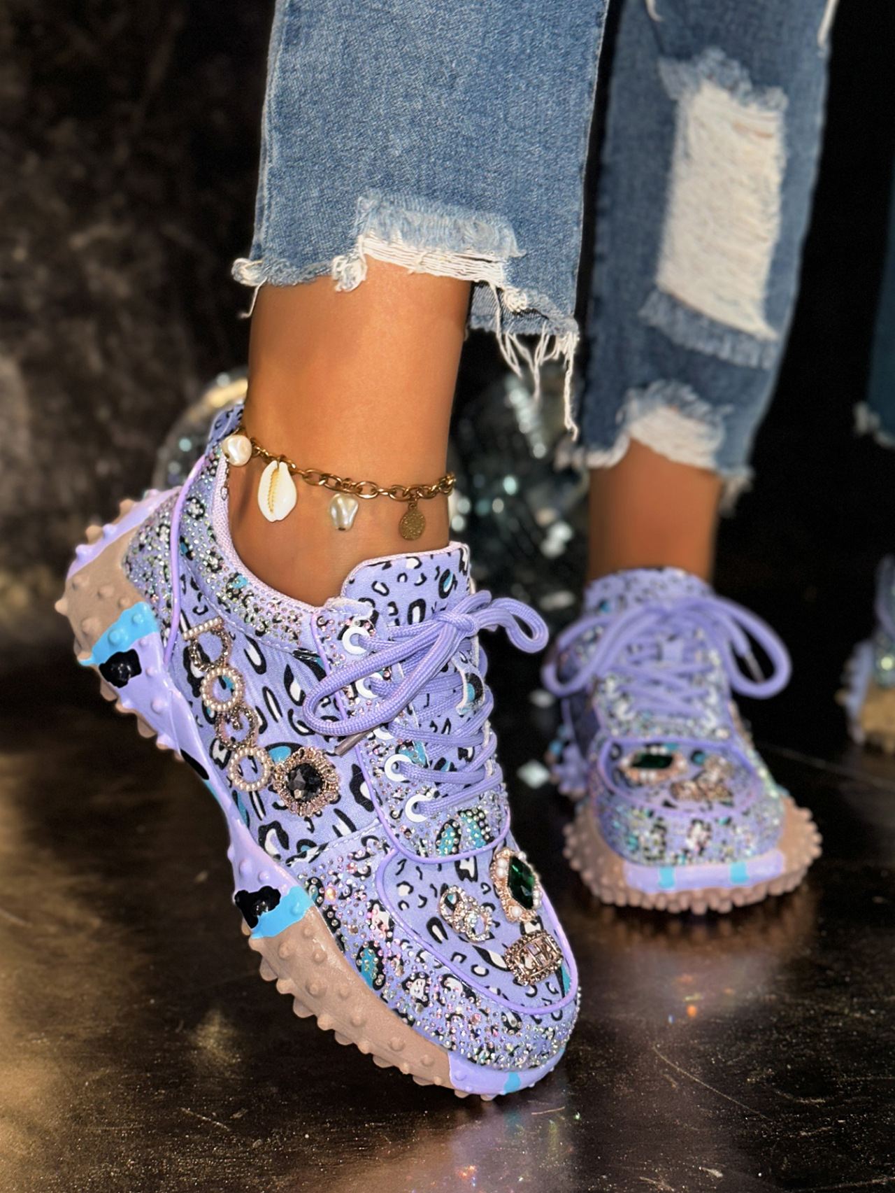 Women's Rhinestone Durian Shoes Casual Sneakers — sole detail 3
