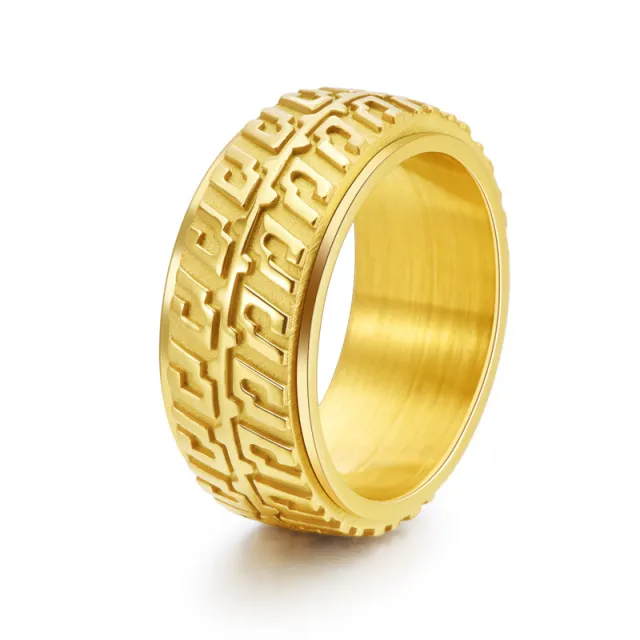 Rotatable Car Tire Titanium Steel Ring Gold - Shop at LoveMi