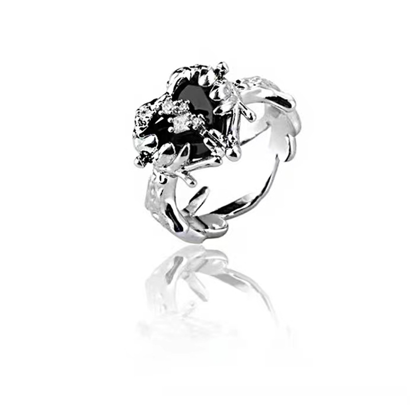 Dark Style Love Texture Ring For Women