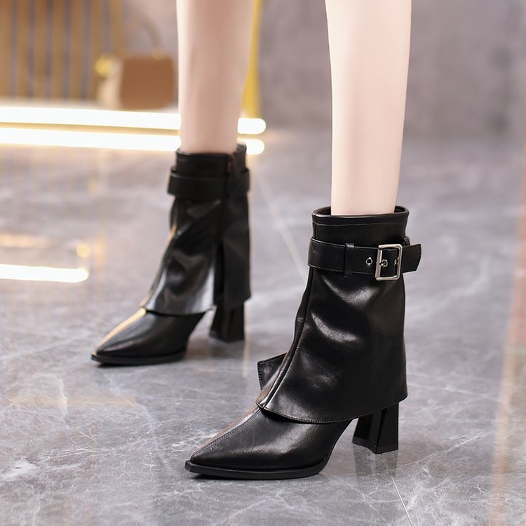 Stylish Pointed-toe Chunky-heel Fashion Boots