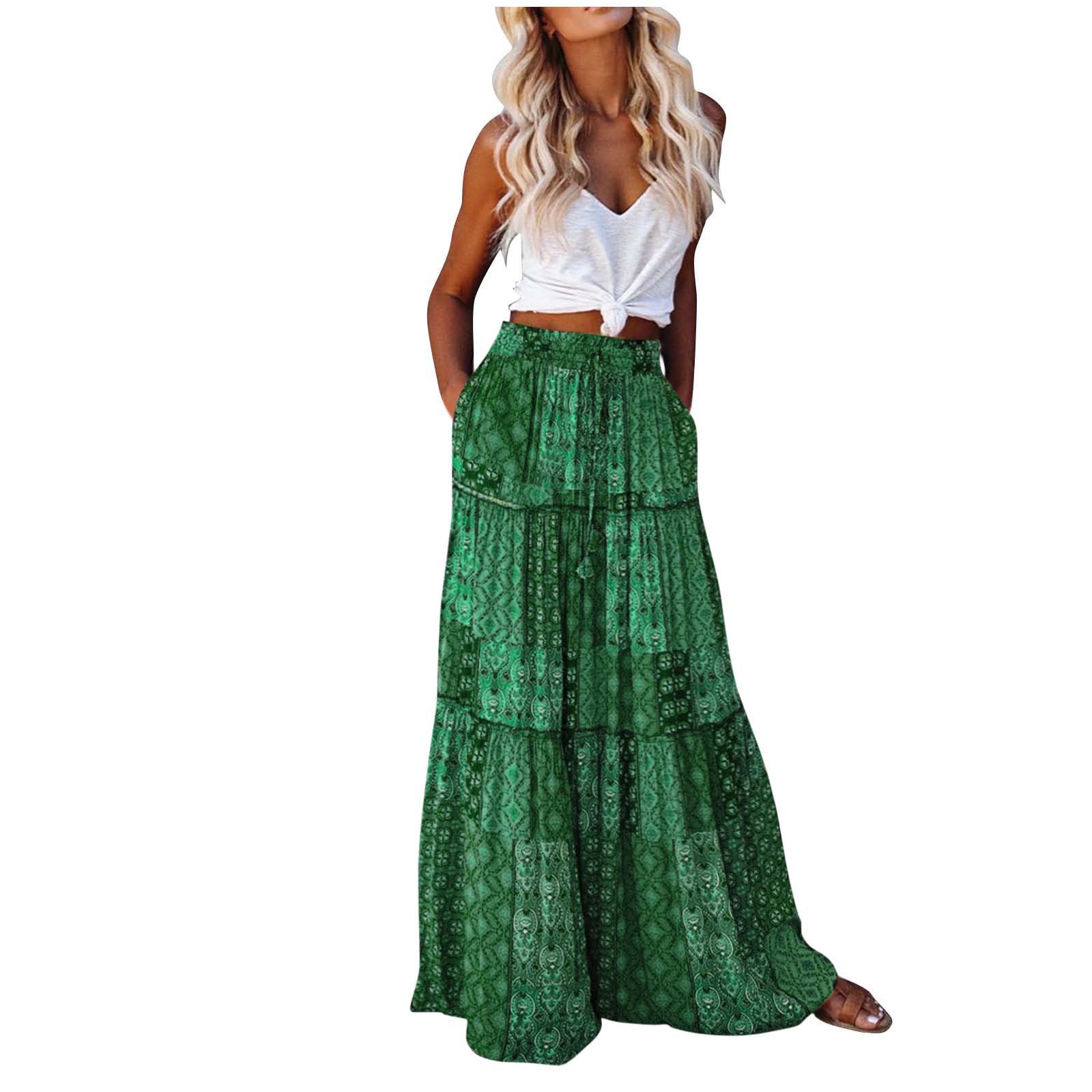 Bohemian-style Loose Casual Printed High-waisted Skirt