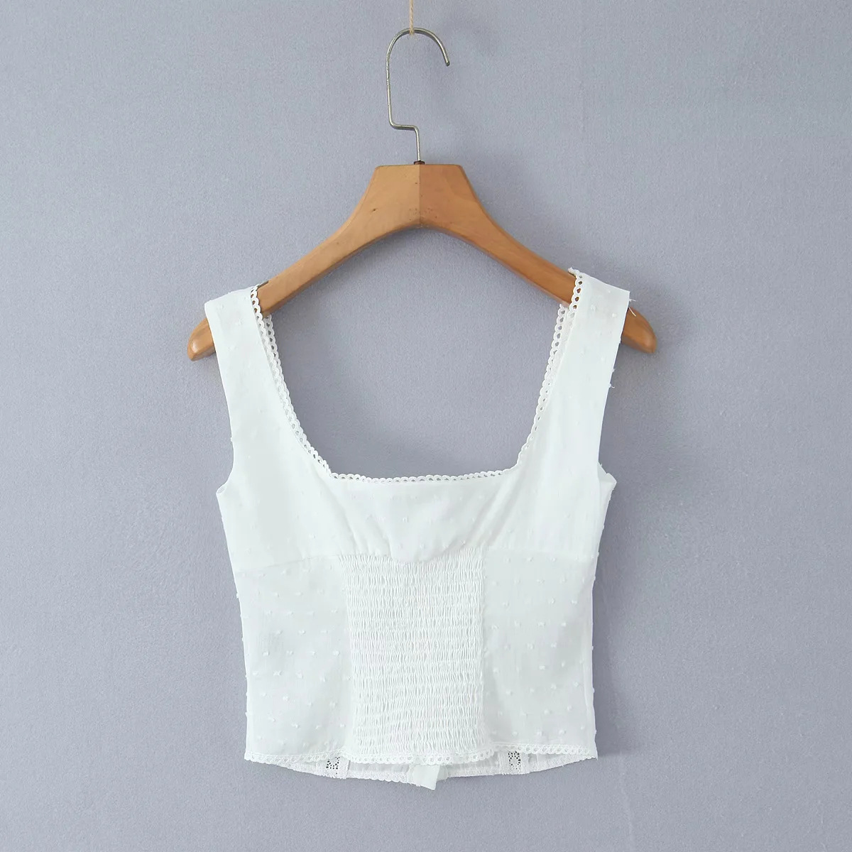 French Style Hot Girl Square Collar Lace Splicing Sling Vest For Women