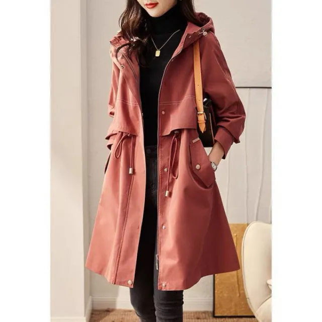 Women's Spring And Autumn Windbreaker Korean Fashion Overcoat Grapefruit Red - Shop at LoveMi