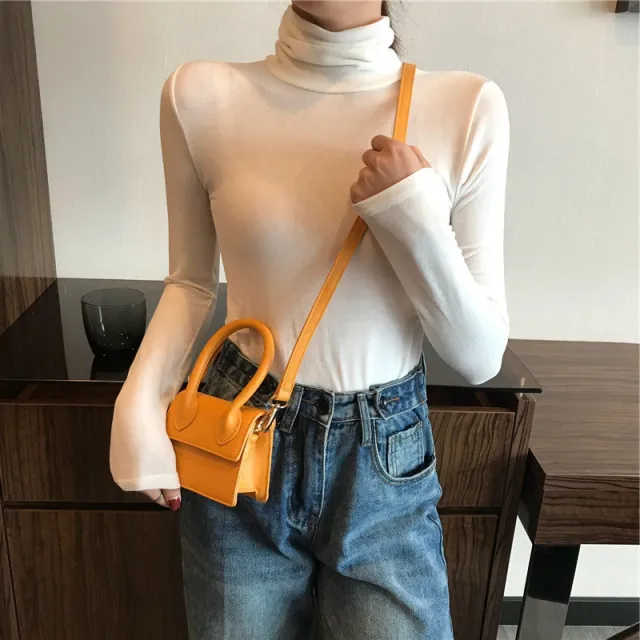 All matching Solid Color Turtleneck Bottoming Shirt Women's Slim fit Long Sleeve White - Shop at LoveMi
