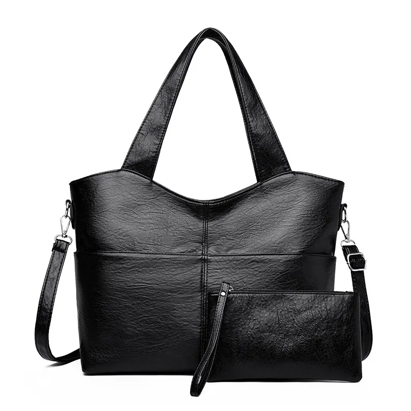 Womens Stylish Minimalist Retro Crossbody Bag Set - Black