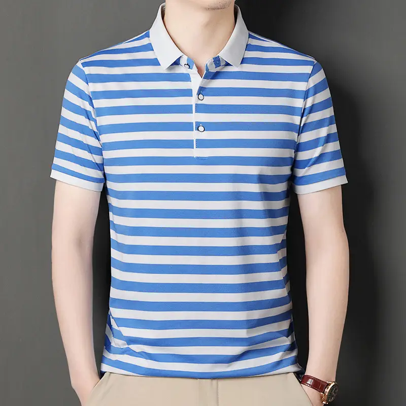 Striped Short-sleeved T-shirt Men's Young And Middle-aged Business