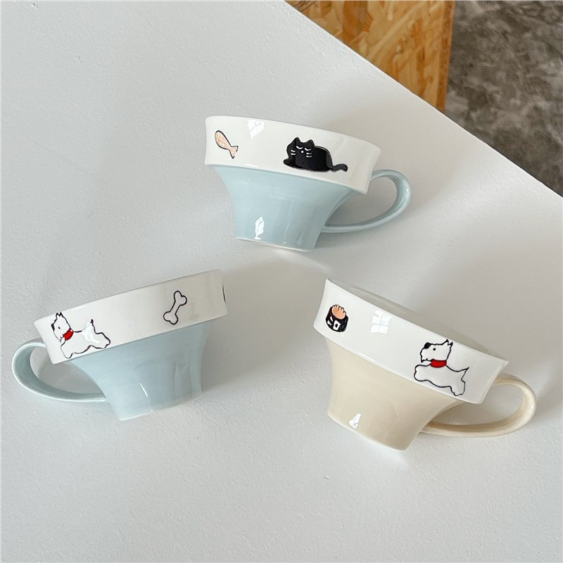 Embossed Puppy Cup And Saucer West Highland Puppy Coffee Cup