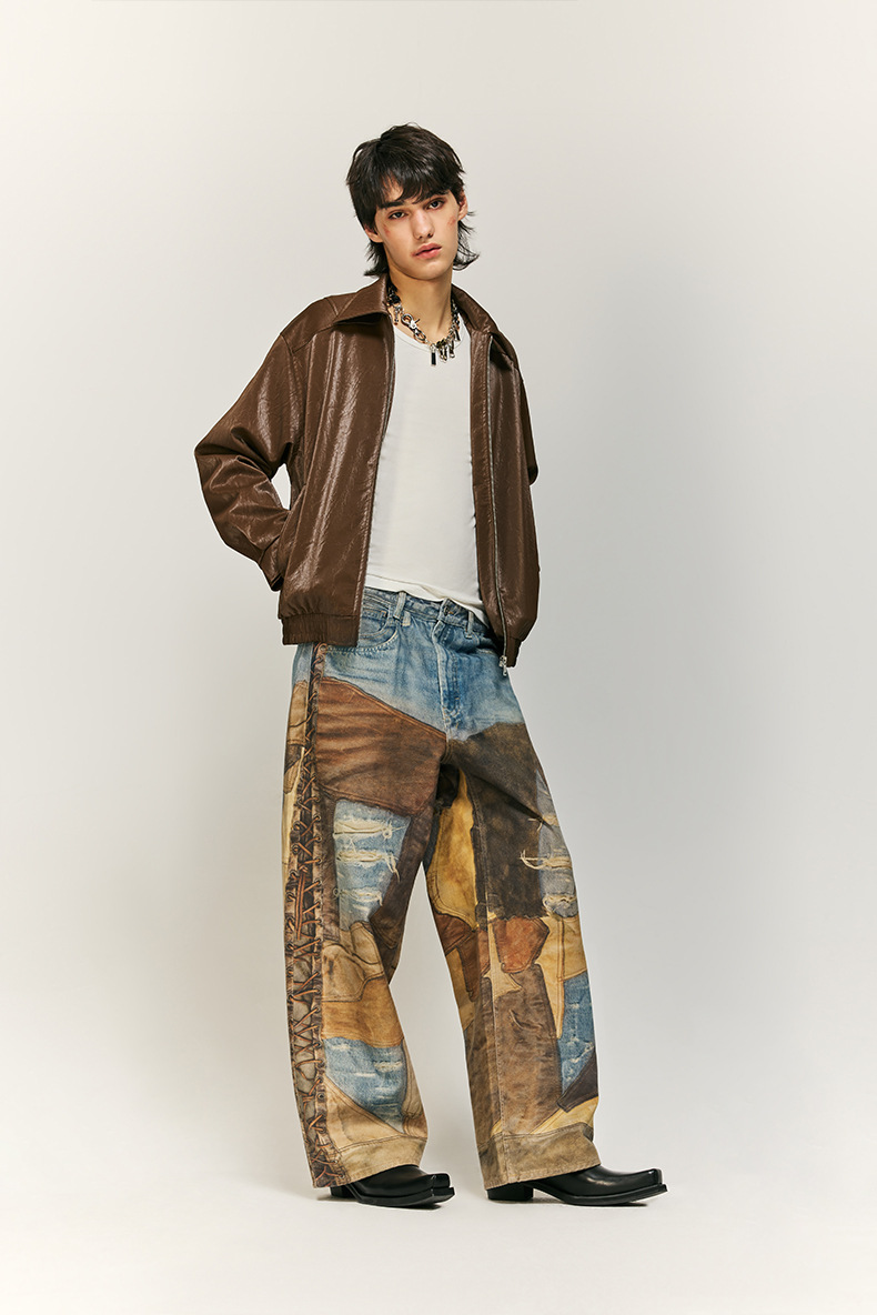 Title 3, Vintage Patch Digital Printing Jeans Pure Cotto...