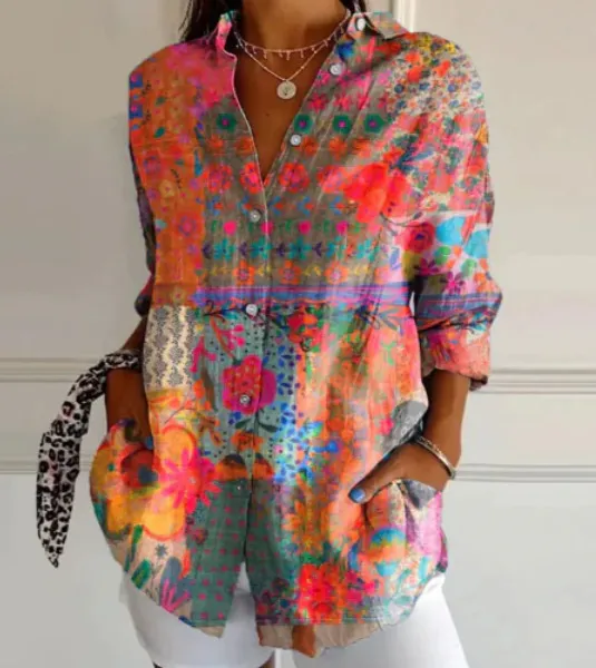 Women's Drop shoulder Sleeve 3D Digital Printing Long sleeved Shirt Yo549Bb - Shop at LoveMi