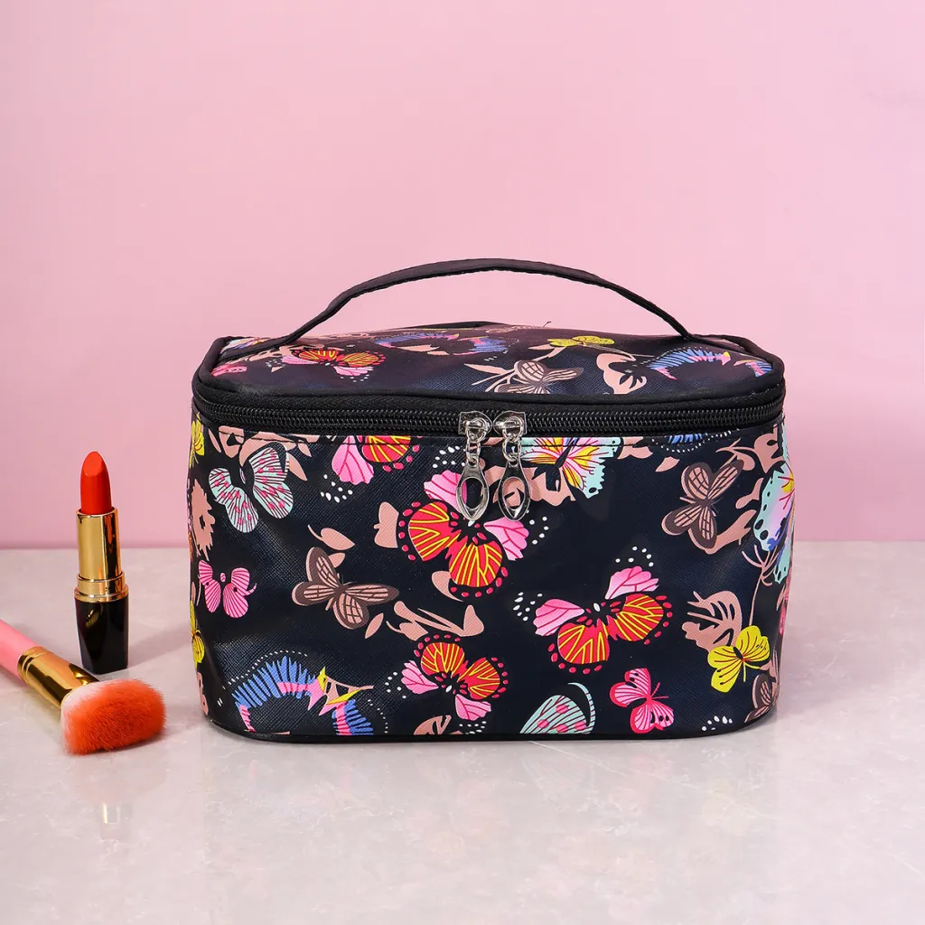 Portable Printing Refreshing Stylish Toiletry Bag - Black