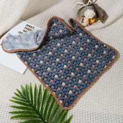 Four Seasons Blanket Thermal Coral Fleece Paw Print Dogs And Cats - Navy Blue Little Stars - View 1