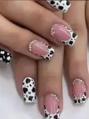 24 Pieces Nail Art High Fashion Simple Rhinestone Butterfly Flower Cow Wear Nail view 6