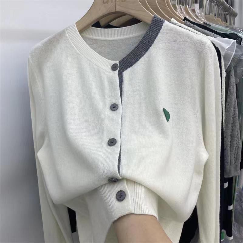 Korean-style Love-themed Multicolor Patchwork Fabric Loose-fit Long-sleeve Shirt