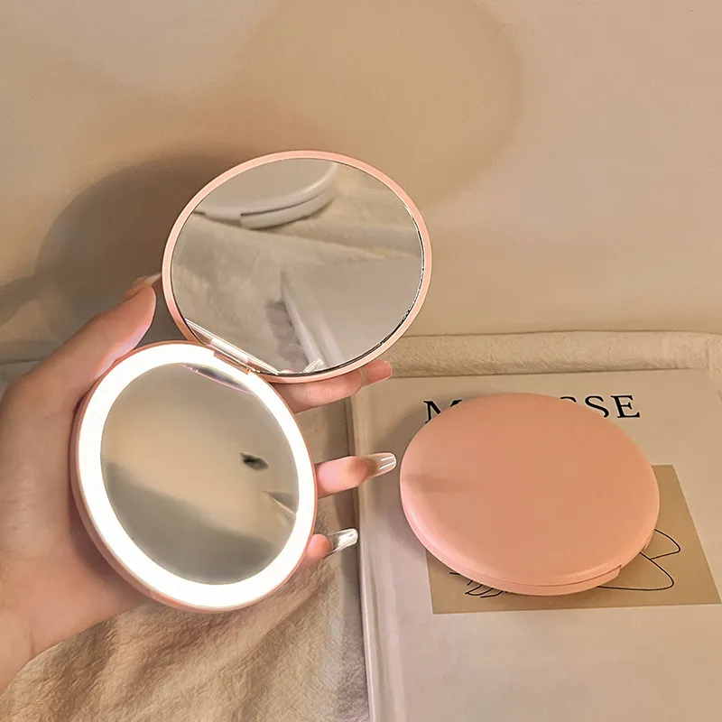 Cosmetic Mirror Portable Led Makeup Box With Light - Ordinary Pink