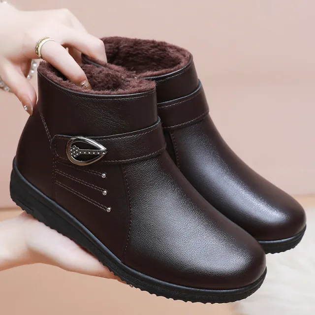 Soft soled Non slip Flat bottomed Plus Velvet Women's Shoes Brown - Shop at LoveMi