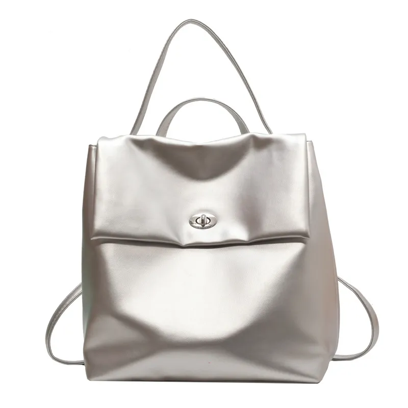 Retro Large Capacity Women's Backpack New All-match Commute Backpack - Silver