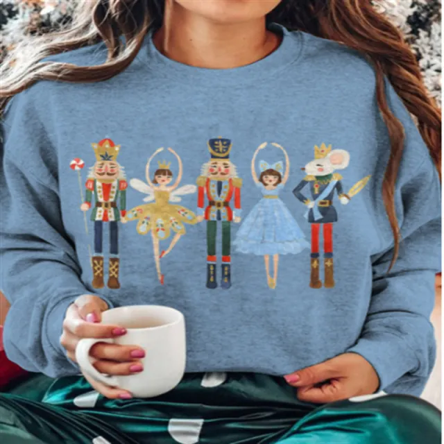 Christmas Snowman Christmas Loose Round Neck Casual Long Sleeve Sweatshirt Santa Claus A 7 Xxxl - Shop at LoveMi