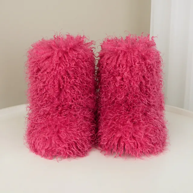 Flat Heel High top Warm Winter Fur Boots Red - Shop at LoveMi
