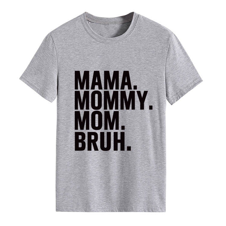 Letter Fashion Round Neck Women's Short Sleeve T shirt Cross border Foreign Trade Light Gray Black Font - Shop at LoveMi