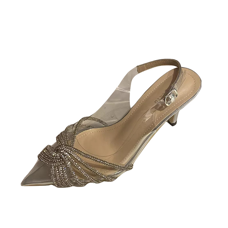 Summer New Pointed High Heel Transparent Rhinestone Shoes - Image 2