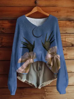 AutumnWinter V-Neck Loose 3D Knitted Sweater For Women - 08 Style-5Xl - View 1
