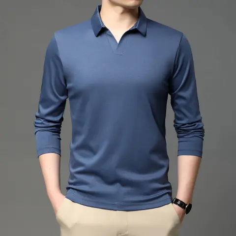 Men's Solid Color Shirt Casual Cotton Lapel Long Sleeve