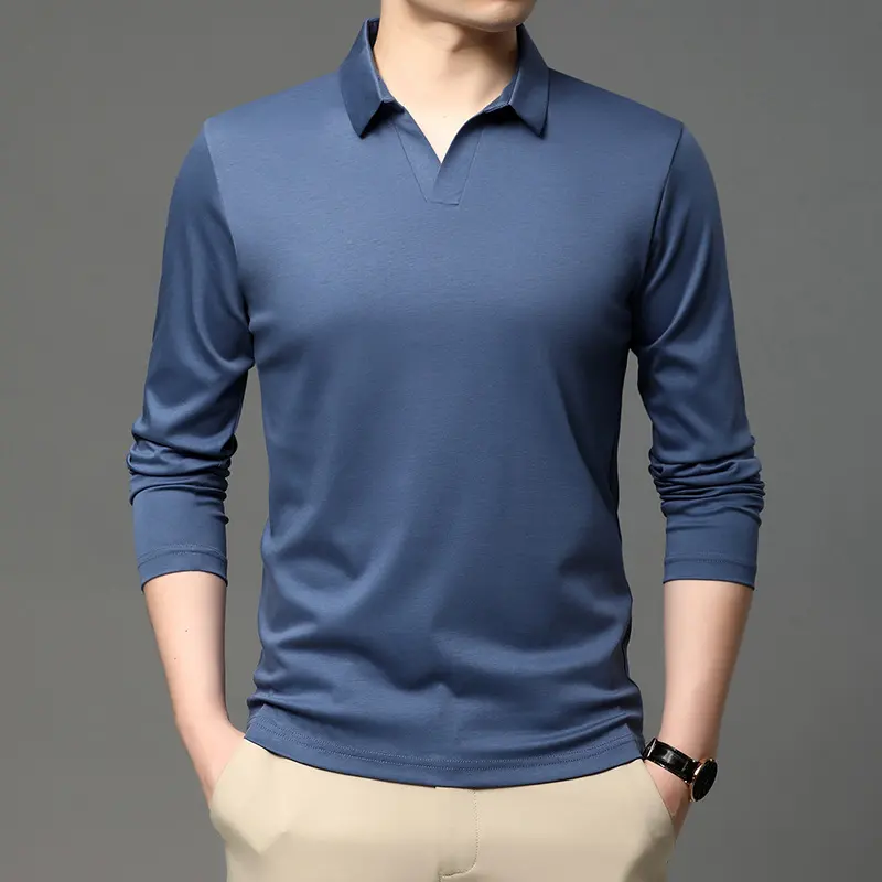 Men's Solid Color Shirt Casual Cotton Lapel Long Sleeve