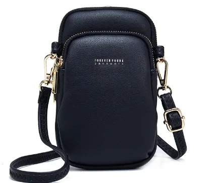Fashion Simple Solid Color Crossbody Bag - Black