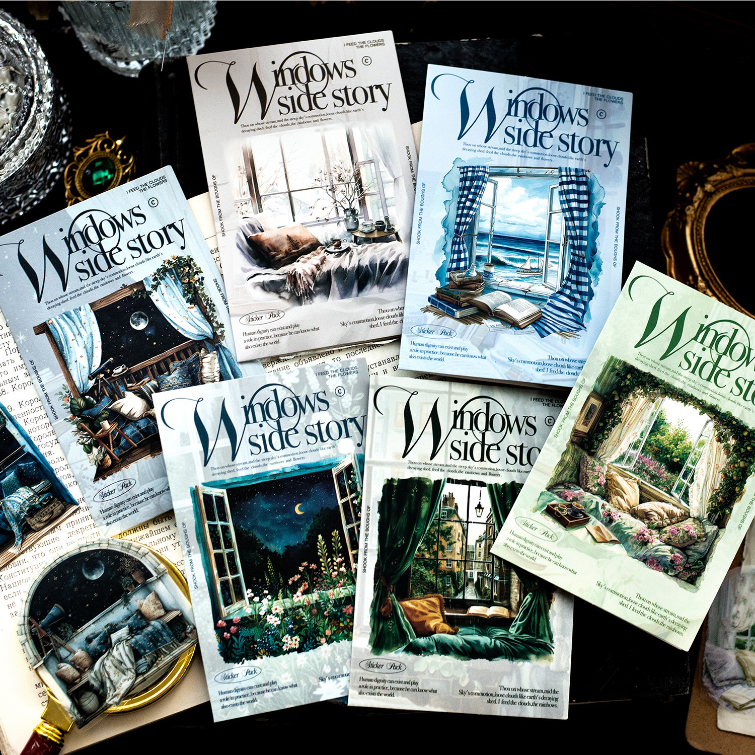 ملصقات المواد الزخرفية لمجلة سلسلة قصة النافذة