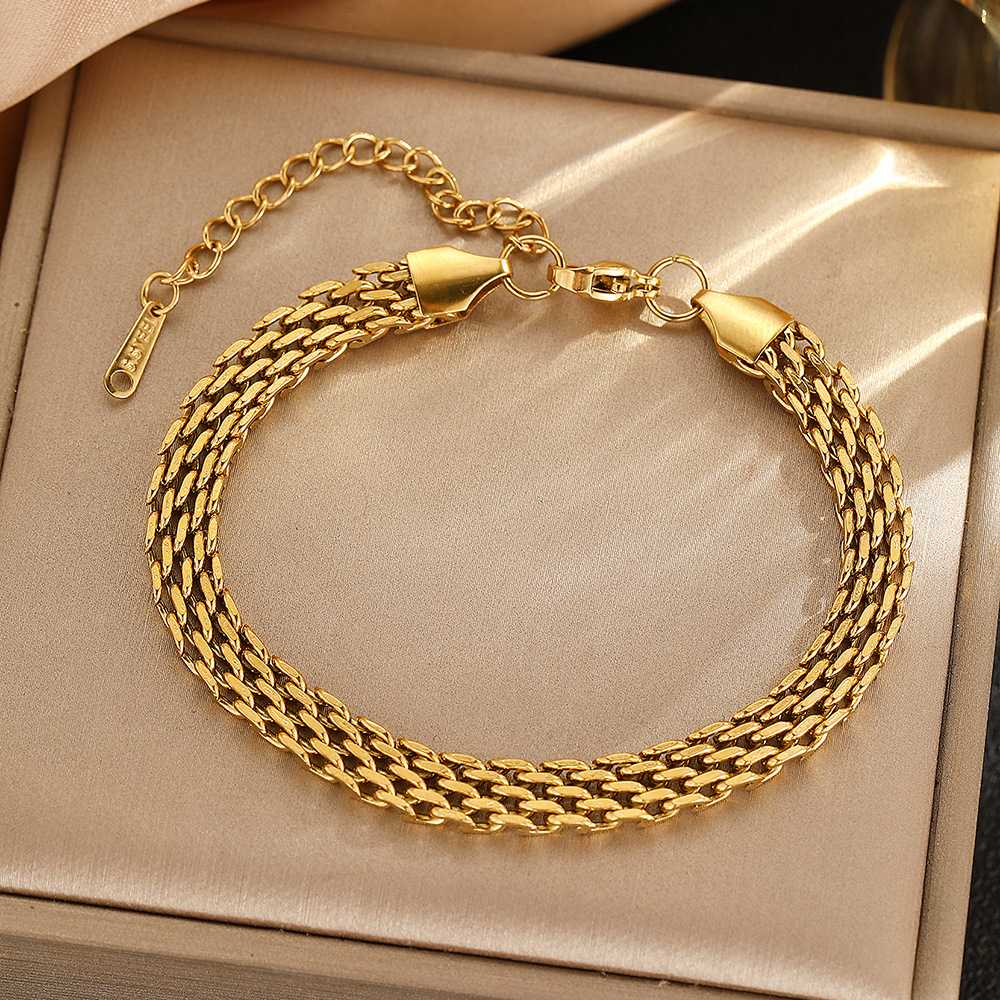 Stainless Steel 18K Gold-plated Braided Bracelet For Men And Women