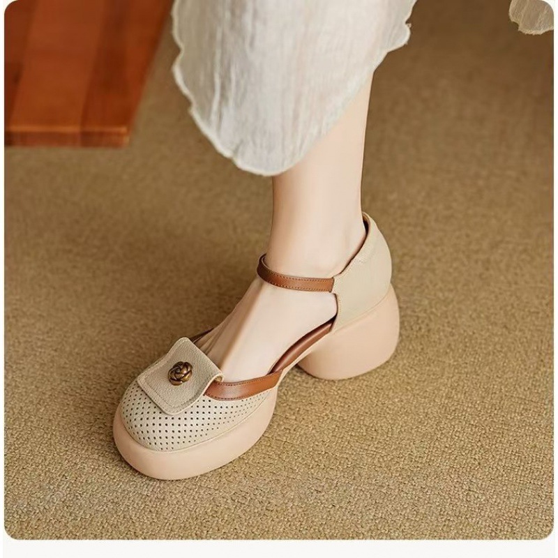 Women's Fashionable Waterproof Closed-Toe High-Heel Sandals