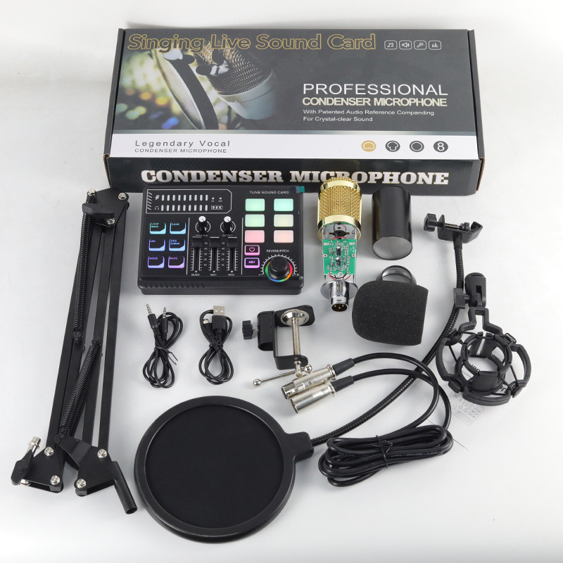 48v Large Shock Film English Sound Card Mobile Live Streaming Anchor Full Set Of Equipment