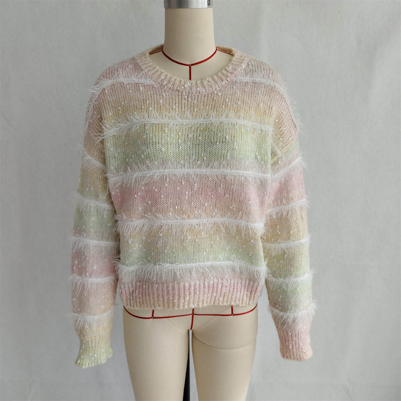 Striped Rainbow Pullover Gradient Cute Round Neck Sweater
