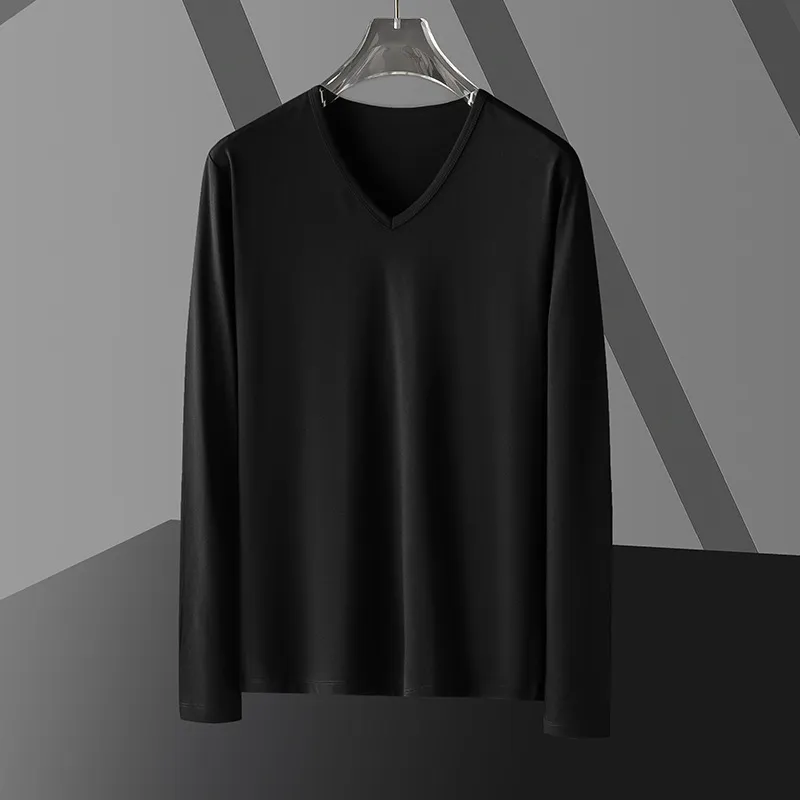 Long Sleeve Men's Fashion Wear Inner Bottoming Shirt Tight-fitting Solid Color Top
