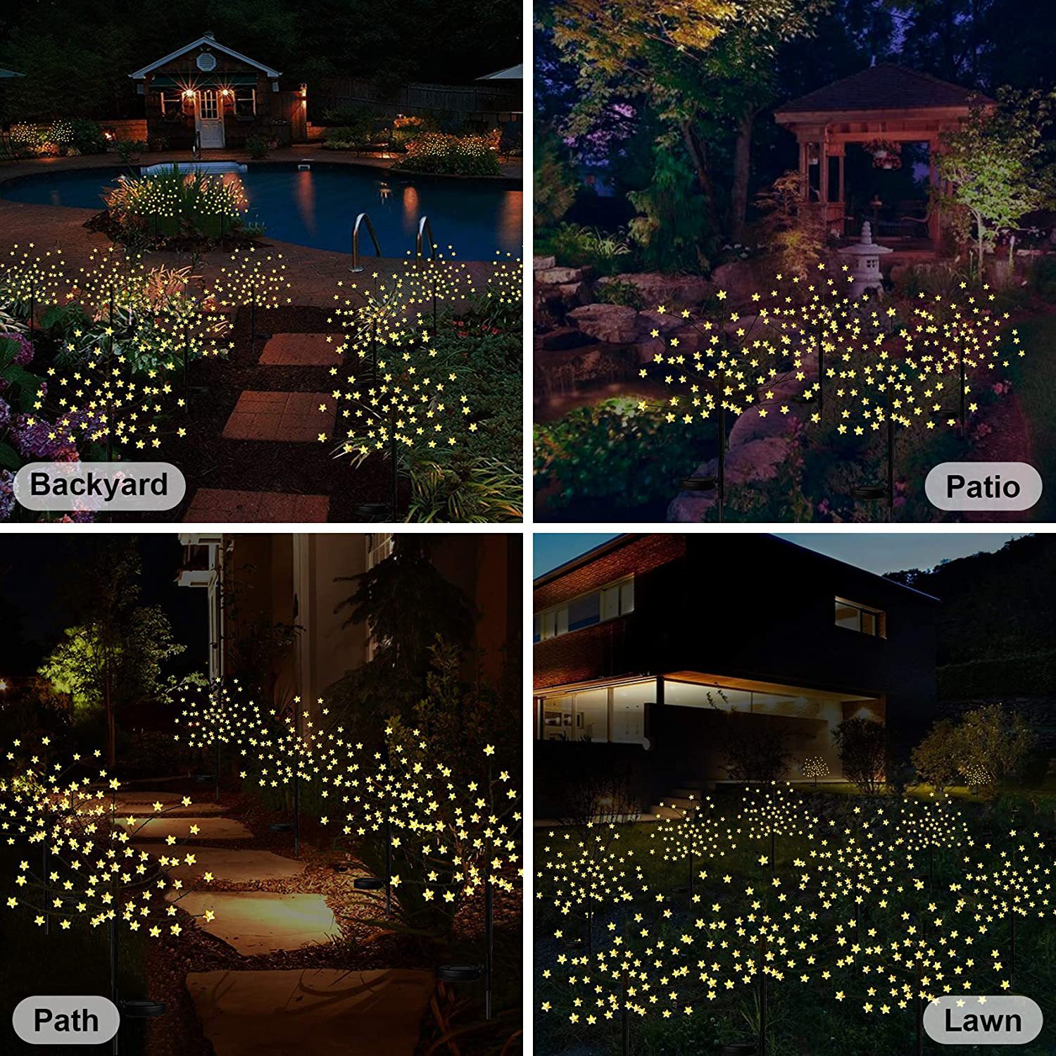 Title 3, Decoração de jardim com luz solar de árvore e p...