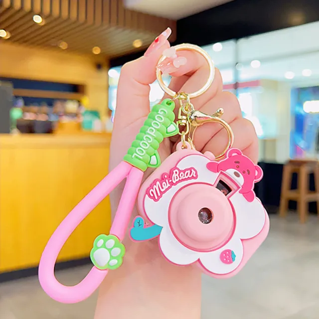 Bear Sweet Projection Camera Luminous Keychain Ornaments Bear Sweet Camera White - Shop at LoveMi