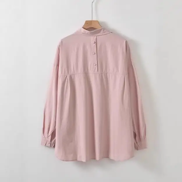 Pure Cotton Long-sleeve Shirt Womens Loose-fitting Casual All-match Style