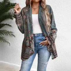 Vintage Floral Print Loose Casual Cardigan Women Coat - Floral - View 1