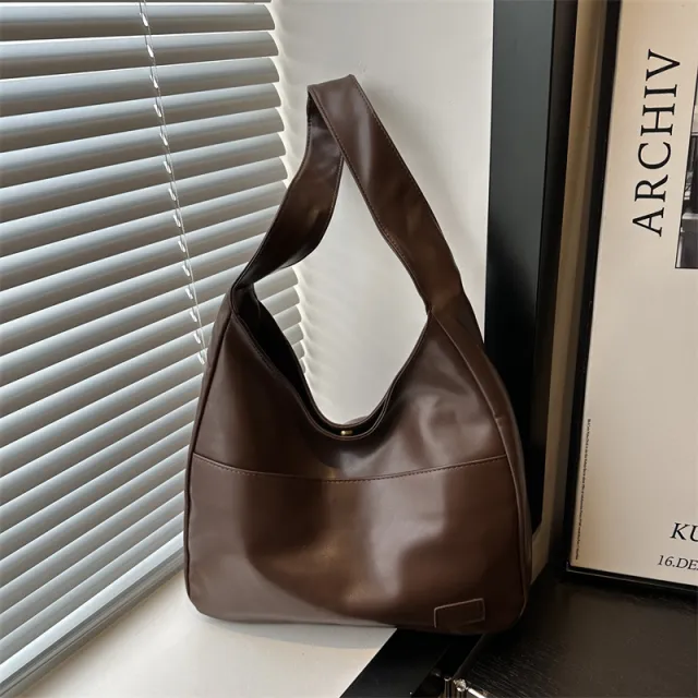 Women Vintage Hobo Bag Casual PU Leather Shoulder Bag Large Capacity Retro Tote Handbag Soft Underarm Bag Fall Winter Bag Brown - Shop at LoveMi