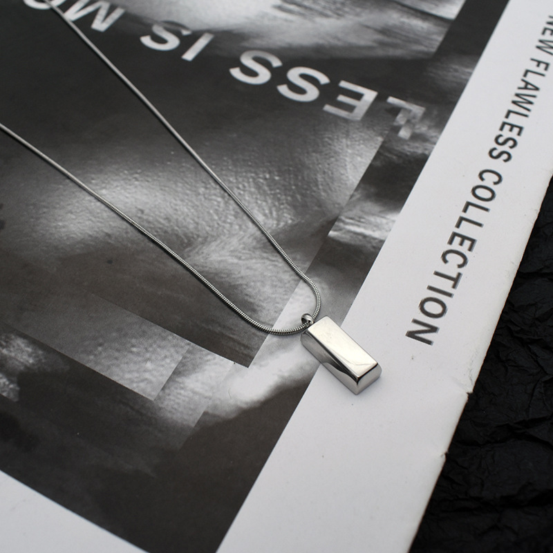 Simple All-match Titanium Steel Square Pendant Necklace